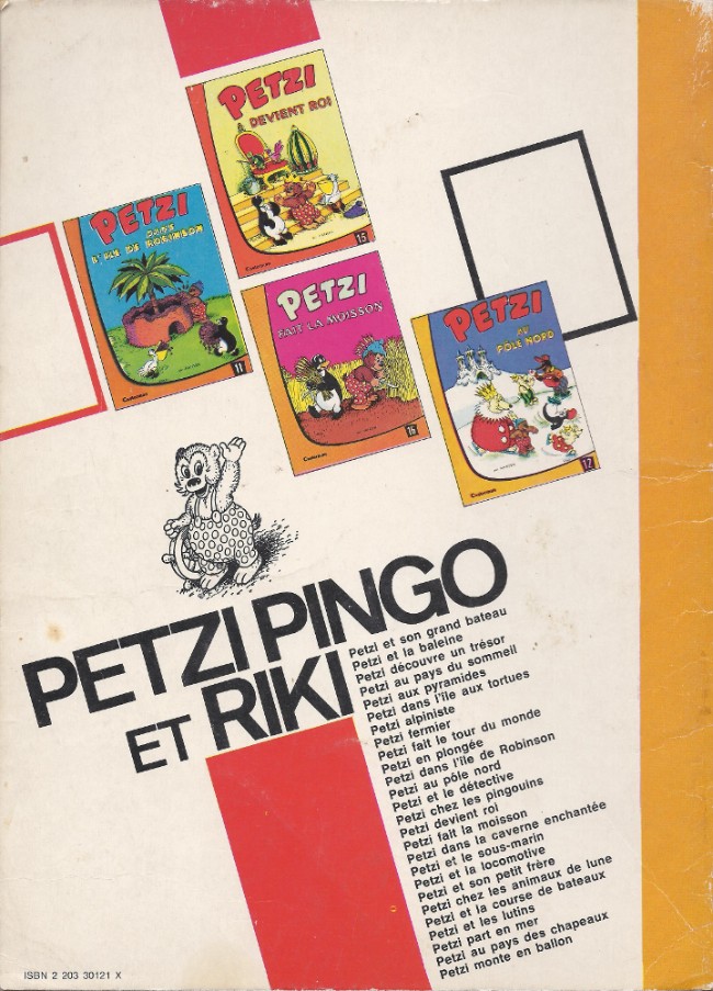 Verso de l'album Petzi Tome 21 Petzi chez les animaux de lune