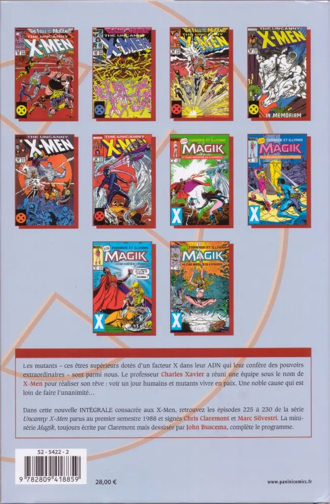 Verso de l'album X-Men L'intégrale Tome 20 1988 (I)
