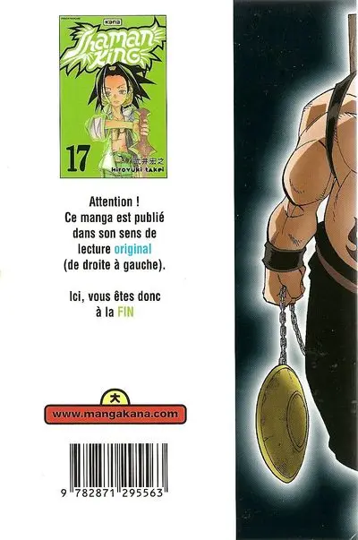 Verso de l'album Shaman King 17 La Technique du Fumon Tonkô