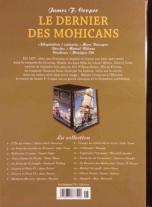 Verso de l'album Les Indispensables de la Littérature en BD Tome 13 Le Dernier des Mohicans