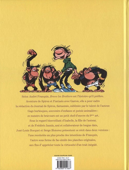 Verso de l'album Spirou et Fantasio Bravo les Brothers