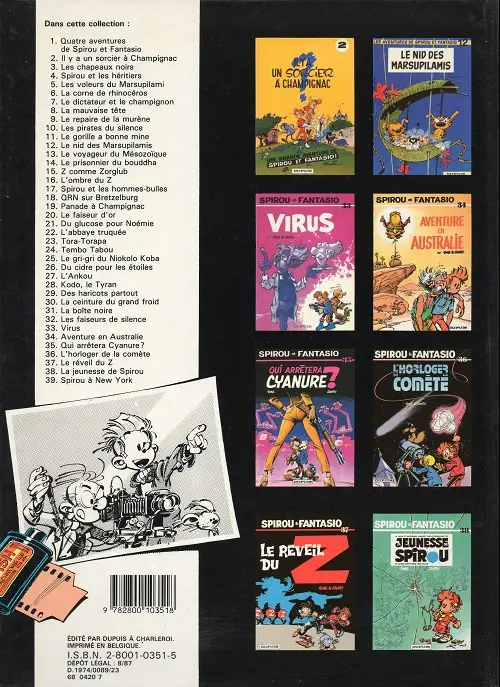 Verso de l'album Spirou et Fantasio Tome 24 Tembo tabou