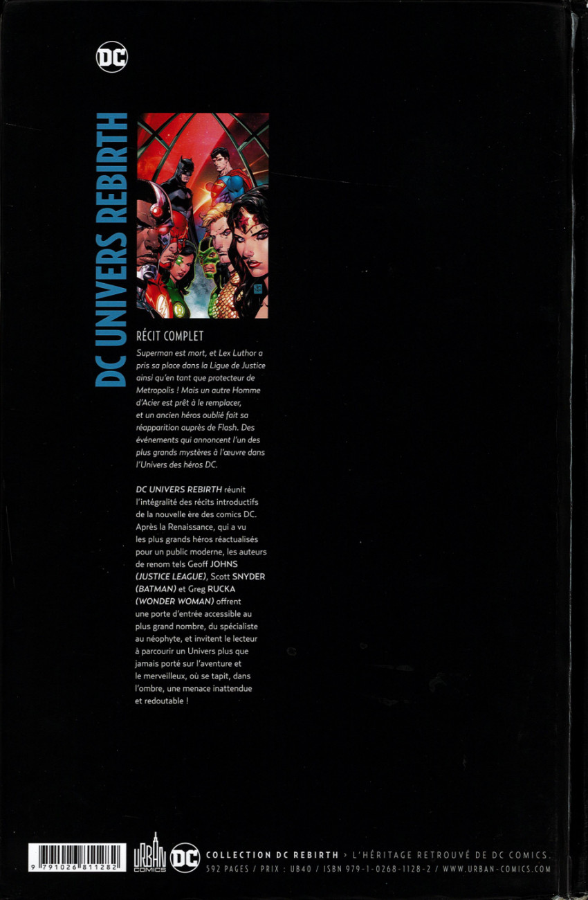 Verso de l'album DC Univers Rebirth Tome 1
