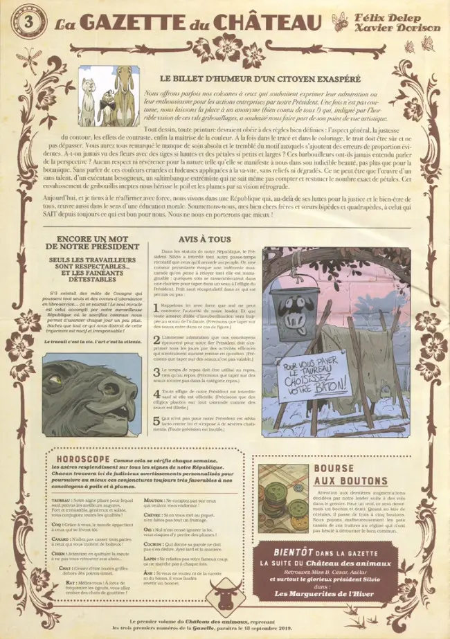Verso de l'album La Gazette du Château N° 3