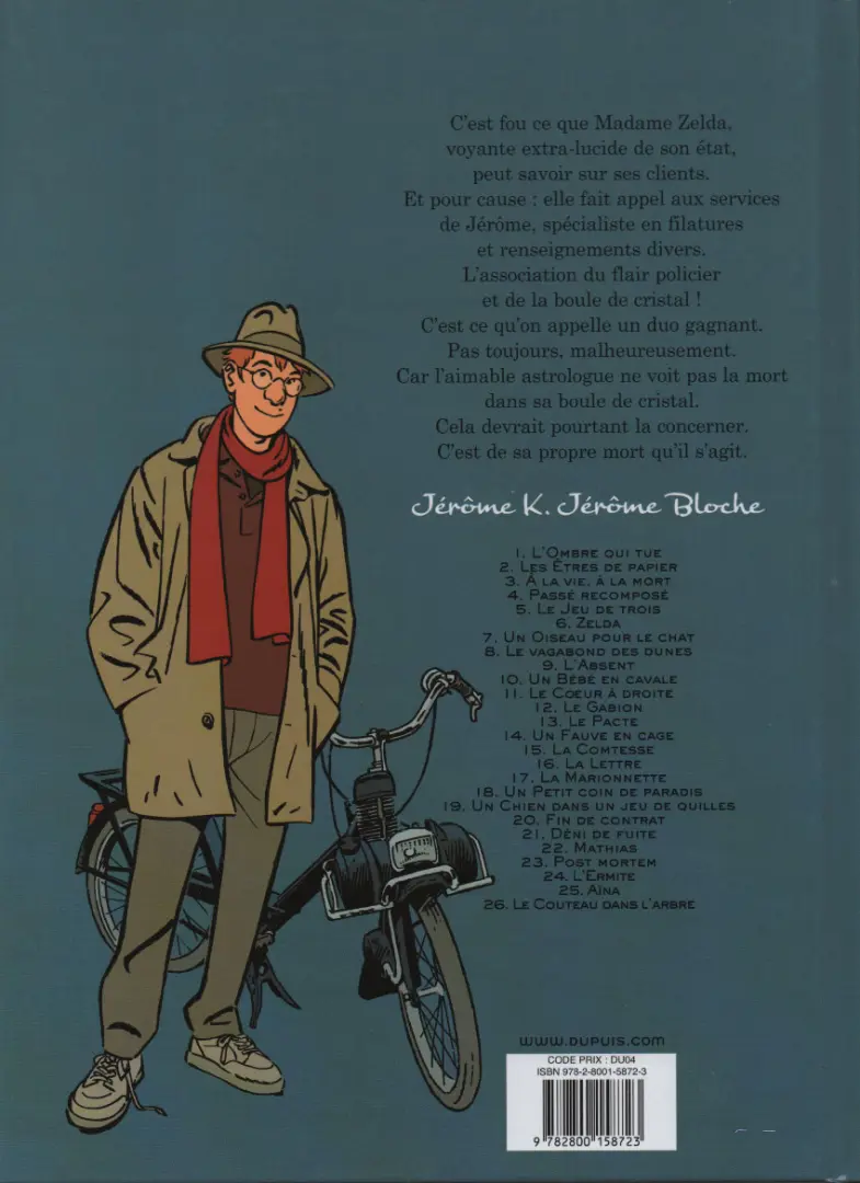 Verso de l'album Jérôme K. Jérôme Bloche Tome 6 Zelda