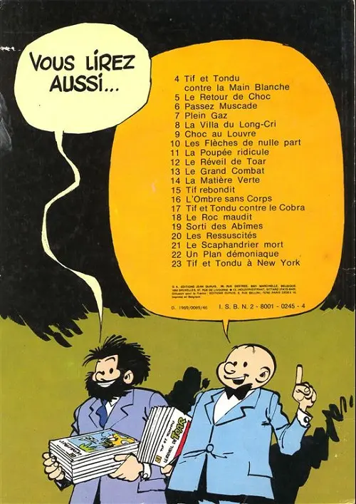 Verso de l'album Tif et Tondu Tome 15 Tif rebondit