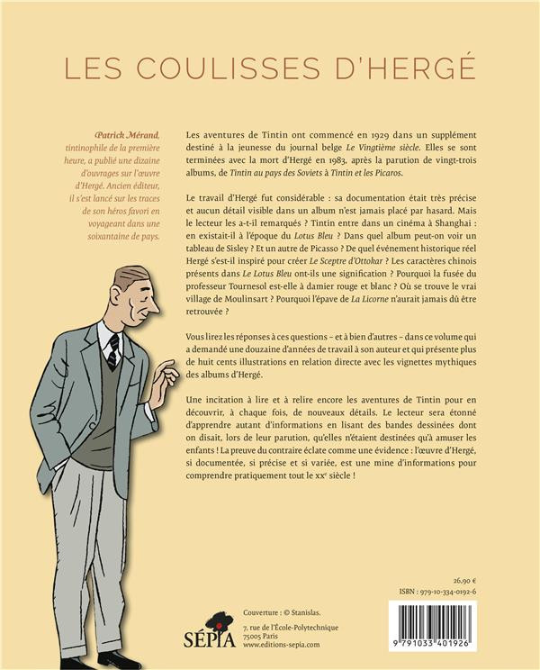 Verso de l'album Les Coulisses d'Hergé