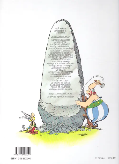 Verso de l'album Astérix Tome 20 Astérix en Corse