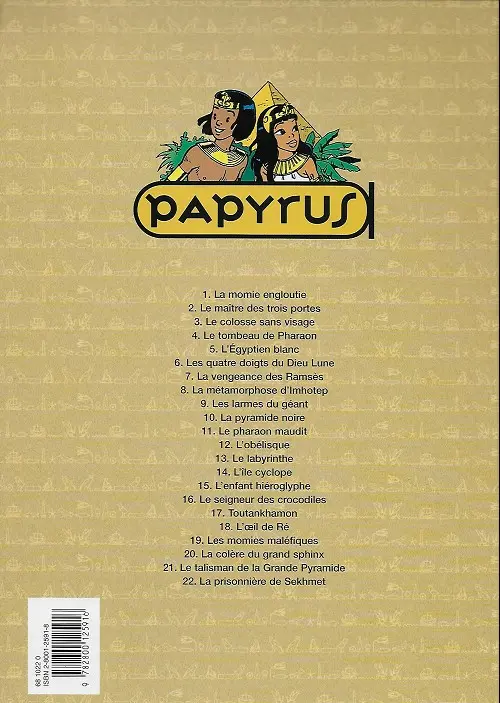 Verso de l'album Papyrus Tome 21 Le talisman de la grande pyramide