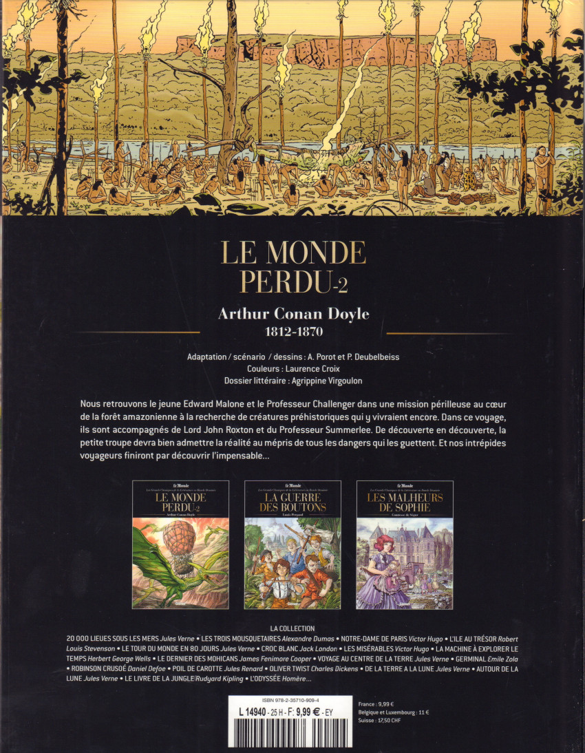 Verso de l'album Les Grands Classiques de la littérature en bande dessinée Tome 20 Le Monde perdu - 2