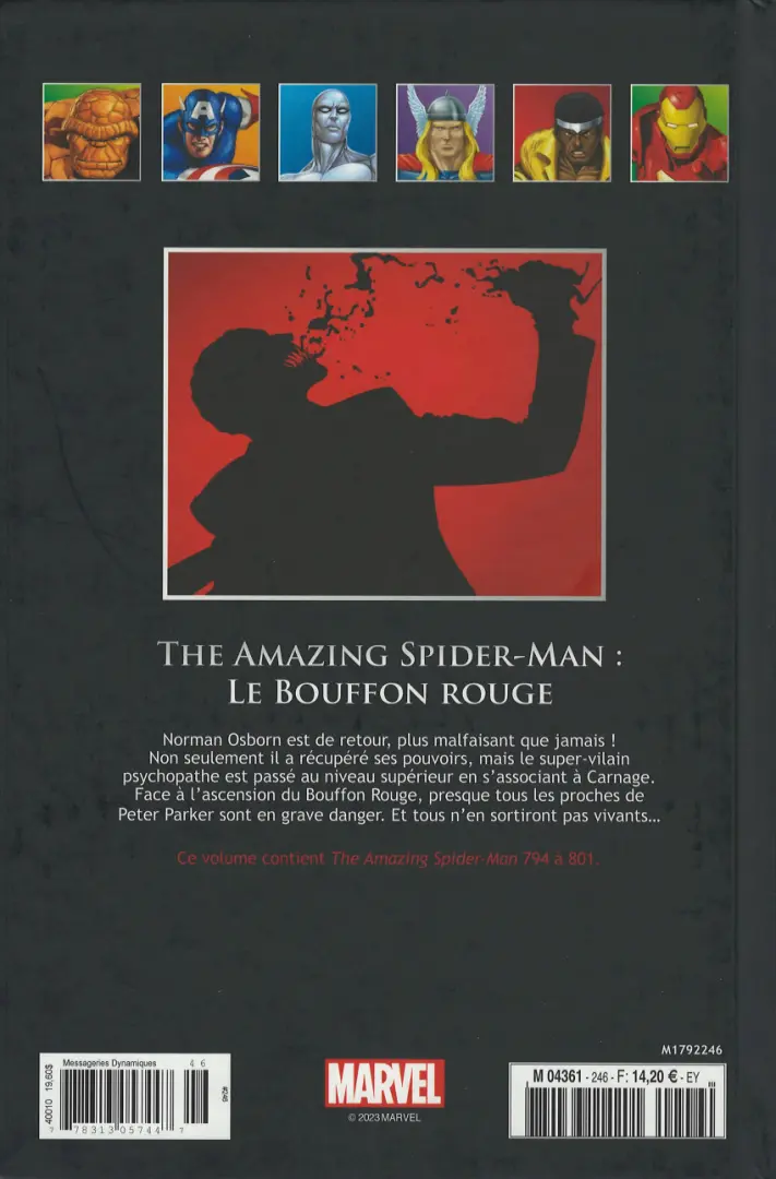 Verso de l'album Marvel Comics - La collection de référence Tome 246 The Amazing Spider-Man : Le Bouffon Rouge