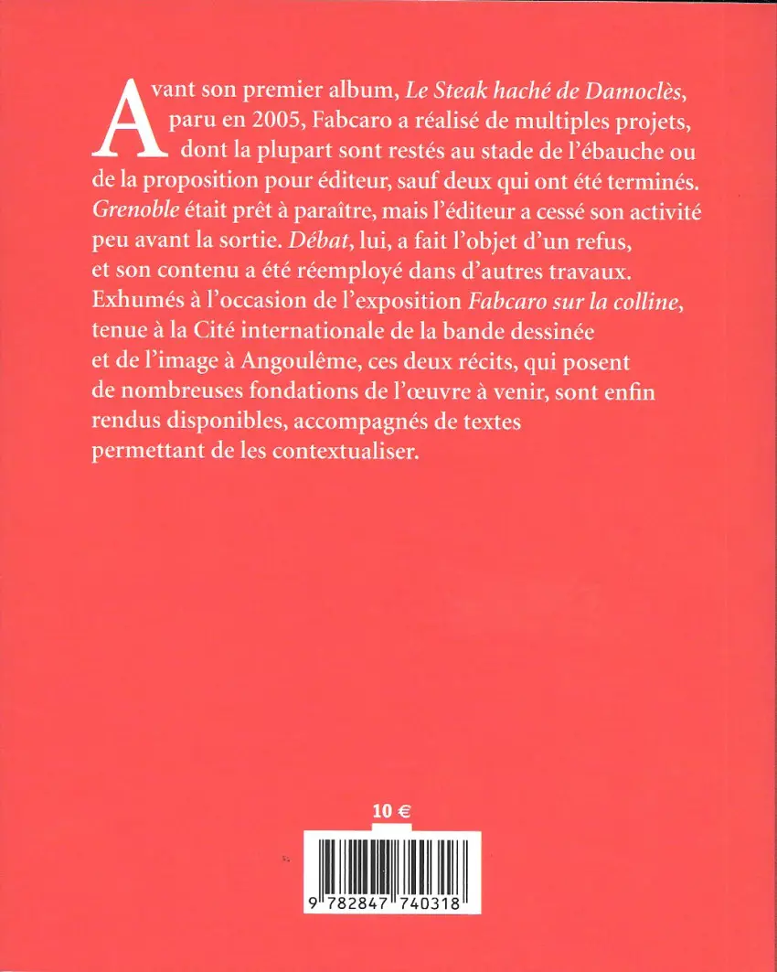 Verso de l'album Fabcaro, premiers pas