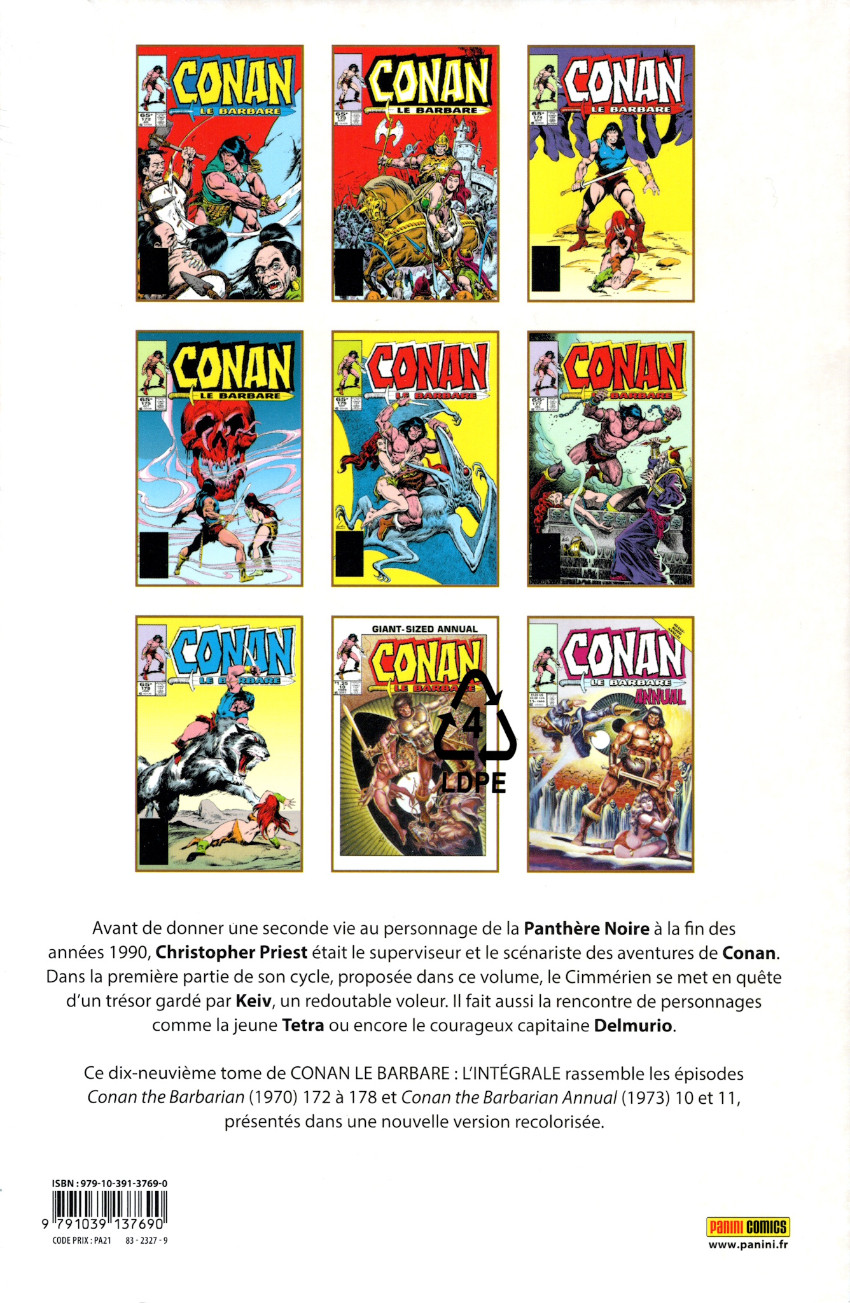 Verso de l'album Conan le barbare : l'intégrale 19 1985-1986