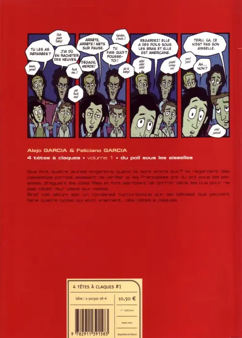 Verso de l'album 4 têtes à claques Tome 1 Du poil sous les aisselles