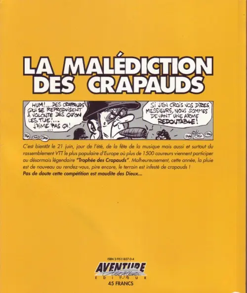 Verso de l'album La malédiction des crapauds