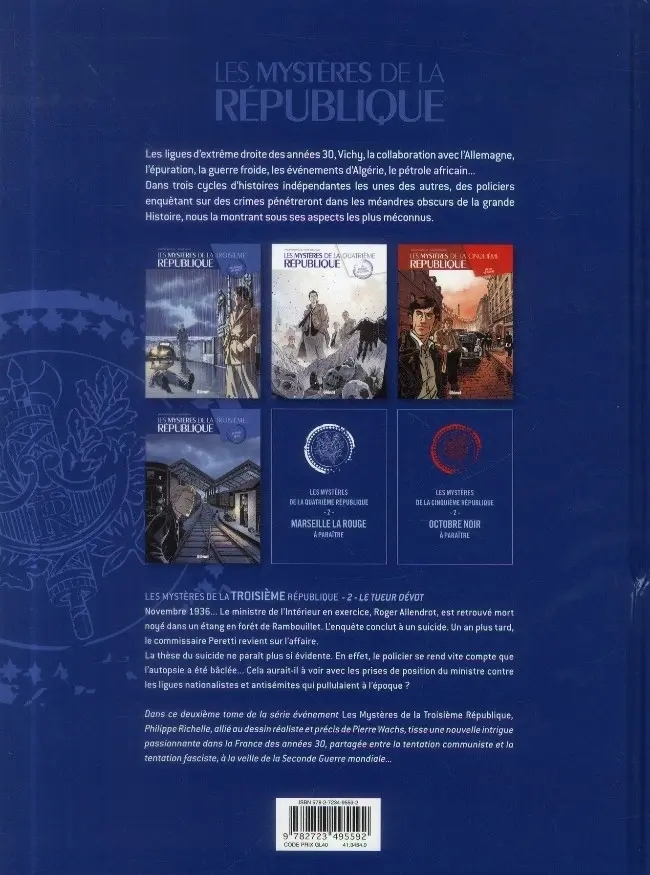 Verso de l'album Les Mystères de la Troisième République Tome 2 Le tueur dévot