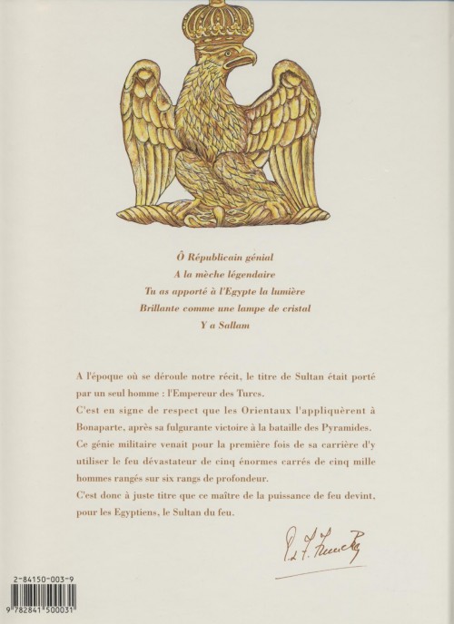 Verso de l'album Napoléon Tome 2 Le sultan du feu