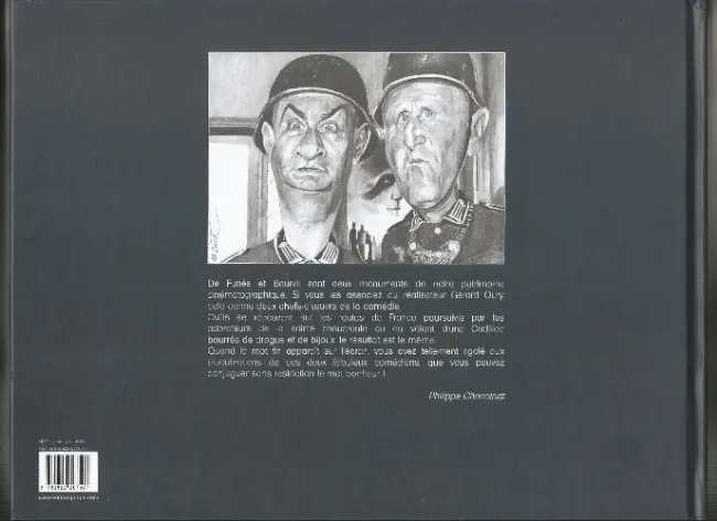 Verso de l'album De Funès et Bourvil Deux corniauds en vadrouille !