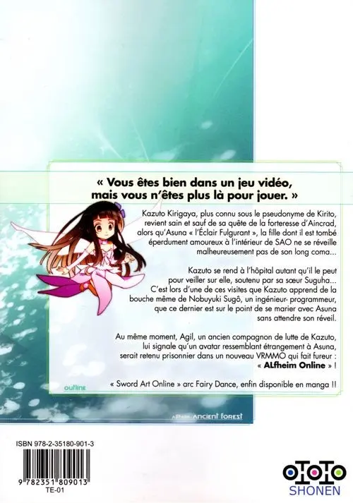 Verso de l'album Sword Art Online - Fairy Dance 001