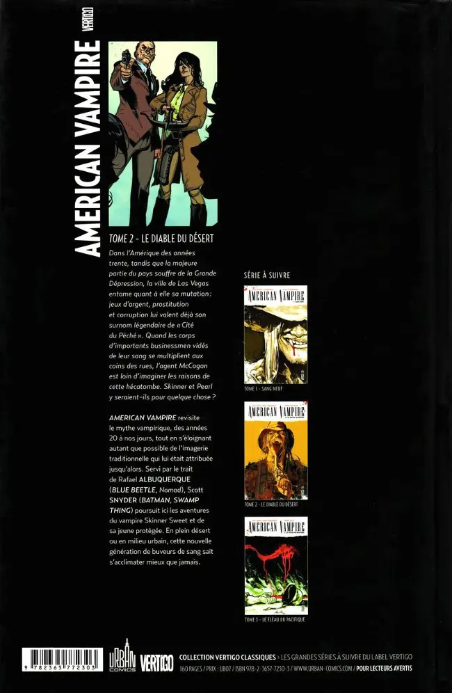 Verso de l'album American Vampire Tome 2 Le diable du désert