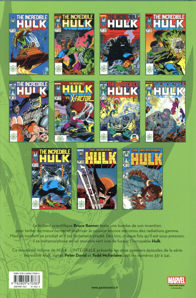 Verso de l'album Hulk - L'Intégrale Volume 2 1987-1988