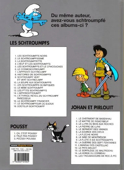 Verso de l'album Johan et Pirlouit Tome 6 La source des dieux