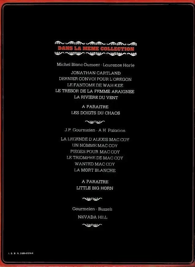 Verso de l'album Jonathan Cartland Tome 4 Le trésor de la femme araignée