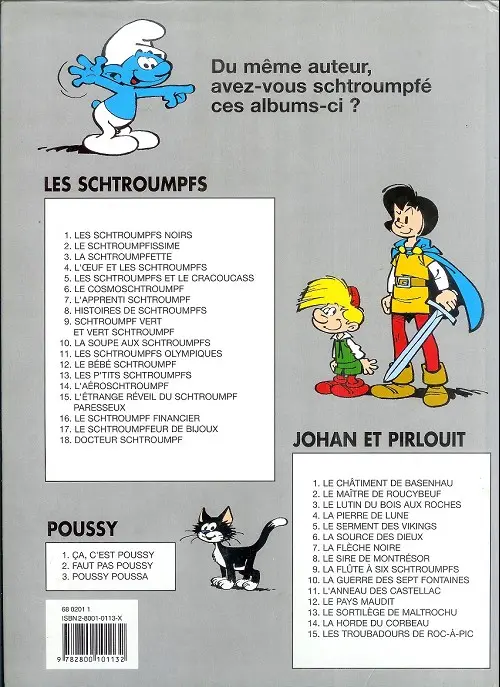 Verso de l'album Les Schtroumpfs Tome 6 Le cosmoschtroumpf