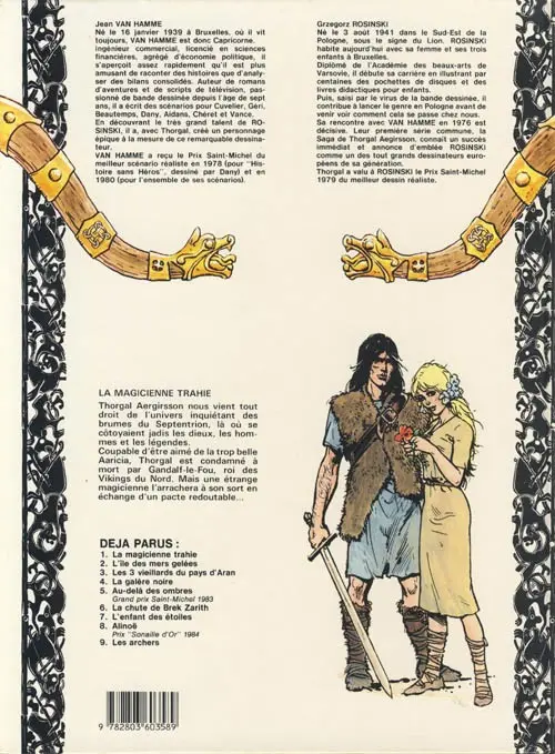 Verso de l'album Thorgal Tome 1 La Magicienne trahie