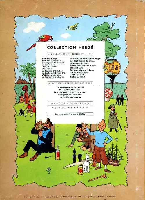 Verso de l'album Tintin Tome 5 Le lotus bleu