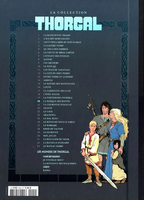 Verso de l'album Thorgal La collection Tome 20 La marque des bannis