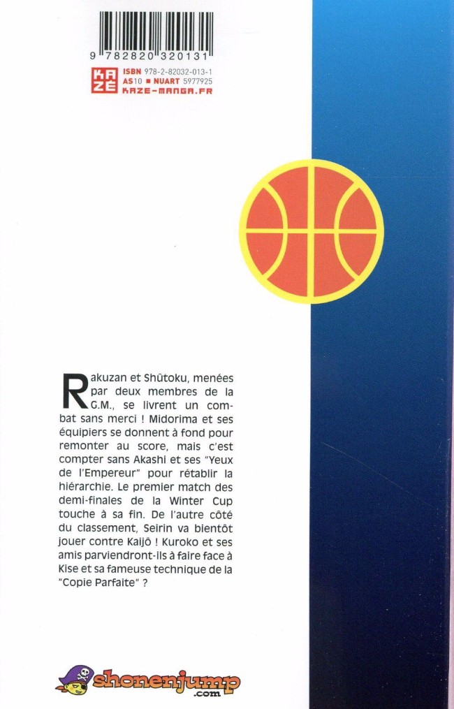 Verso de l'album Kuroko's Basket 21 La véritable lumière