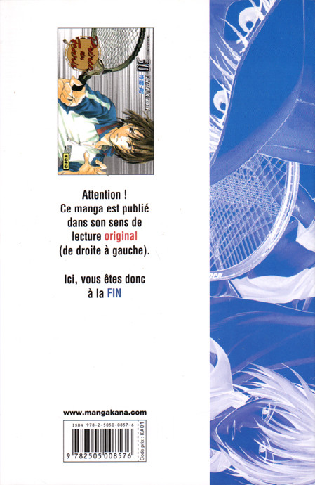 Verso de l'album Prince du tennis Tome 30