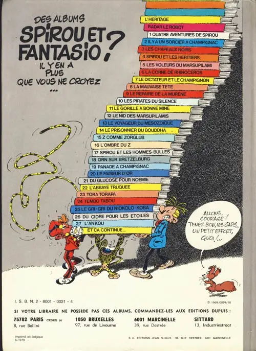 Verso de l'album Spirou et Fantasio Tome 19 Panade à Champignac