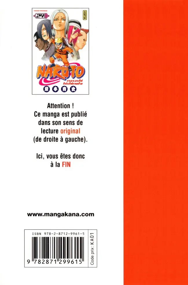 Verso de l'album Naruto 24 Tournant décisif !!
