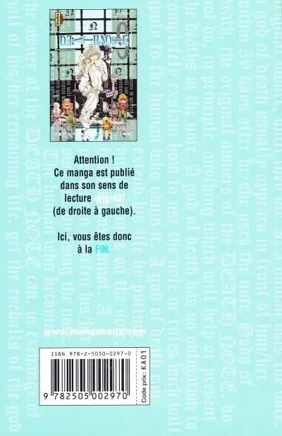 Verso de l'album Death note 9