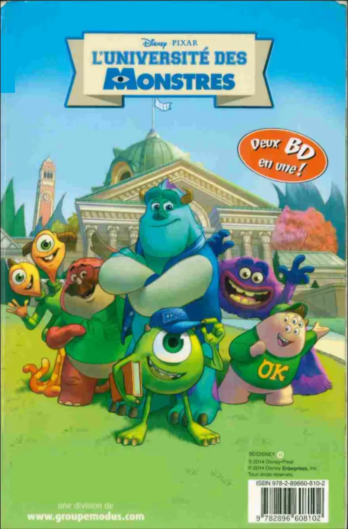 Verso de l'album BD Disney Tome 25 Les avions; L'université des monstres