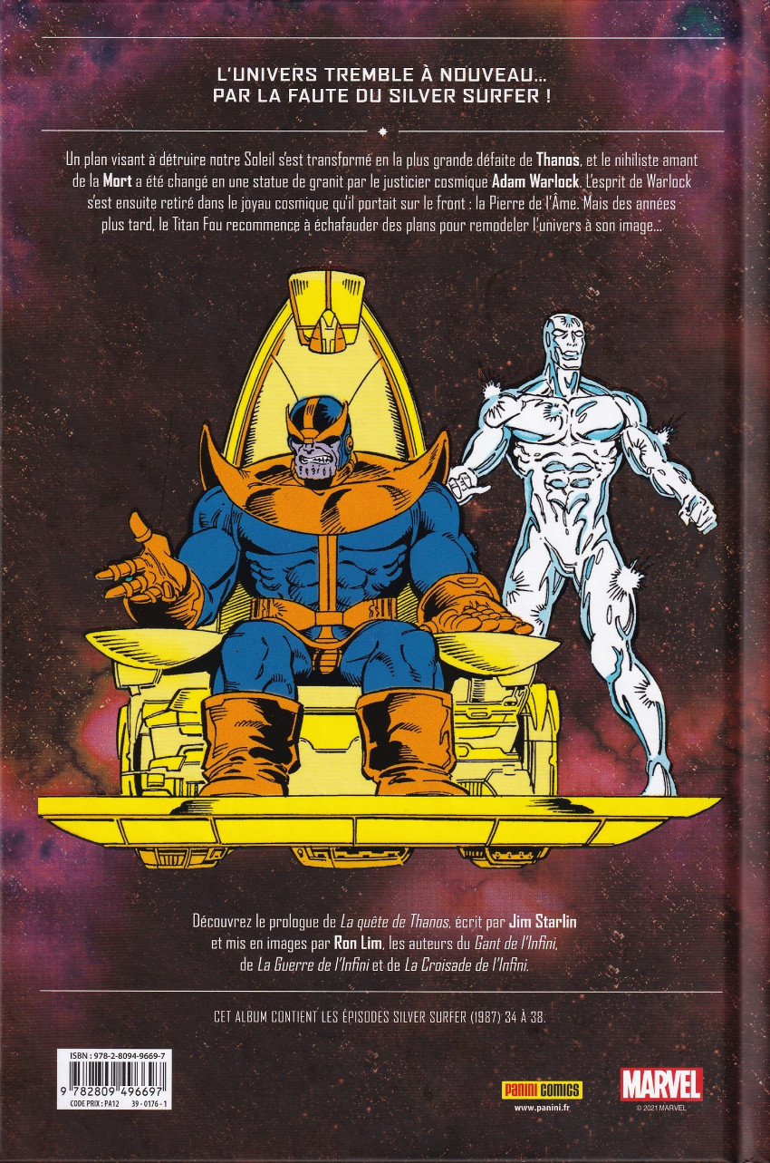 Verso de l'album Thanos vs Silver Surfer Tome 1 La renaissance de Thanos