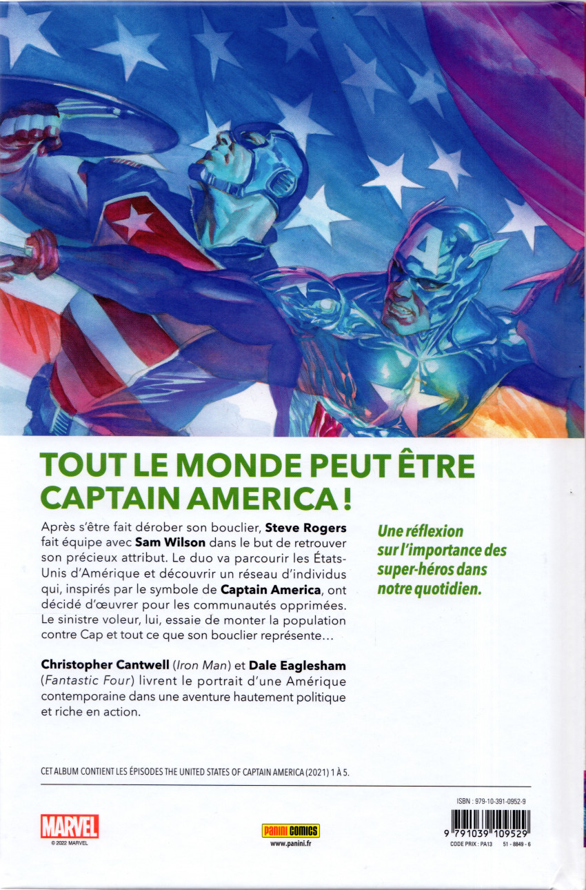 Verso de l'album Captain America - Les Étas-Unis de Captain America