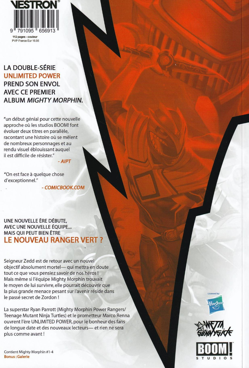 Verso de l'album Power Rangers Unlimited : Mighty Morphin Tome 1