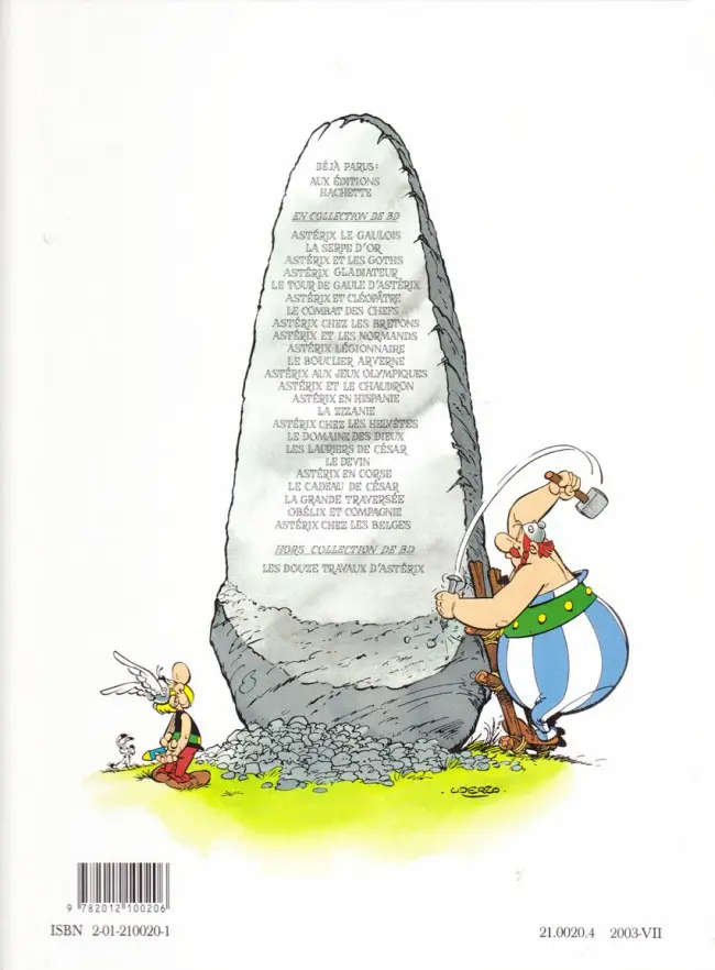 Verso de l'album Astérix Tome 20 Astérix en Corse
