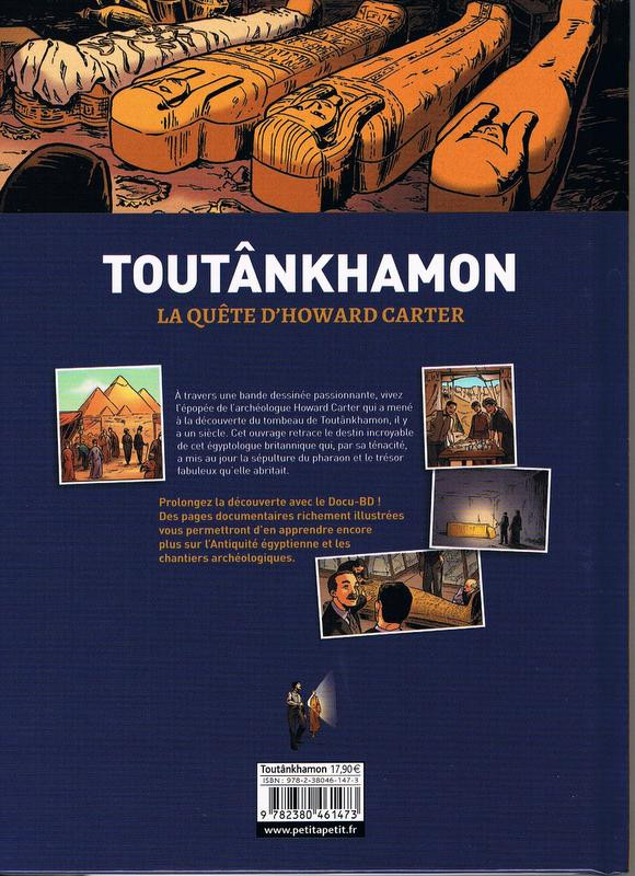 Verso de l'album Toutânkhamon La quête de Howard Carter