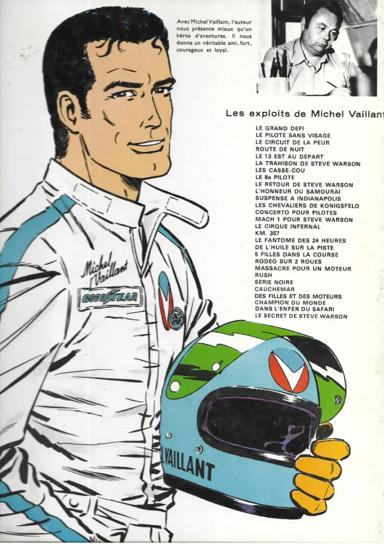 Verso de l'album Michel Vaillant Tome 2 Le pilote sans visage