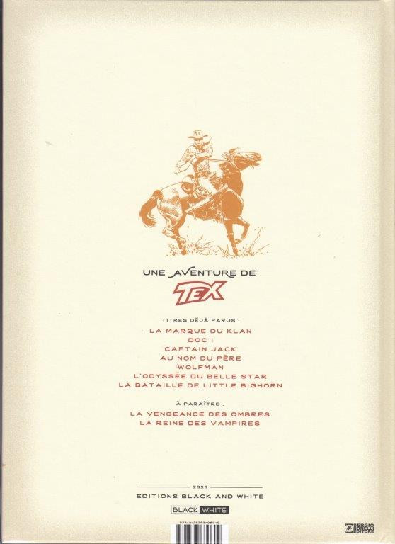 Verso de l'album Tex 7 La Bataille de Little Bighorn