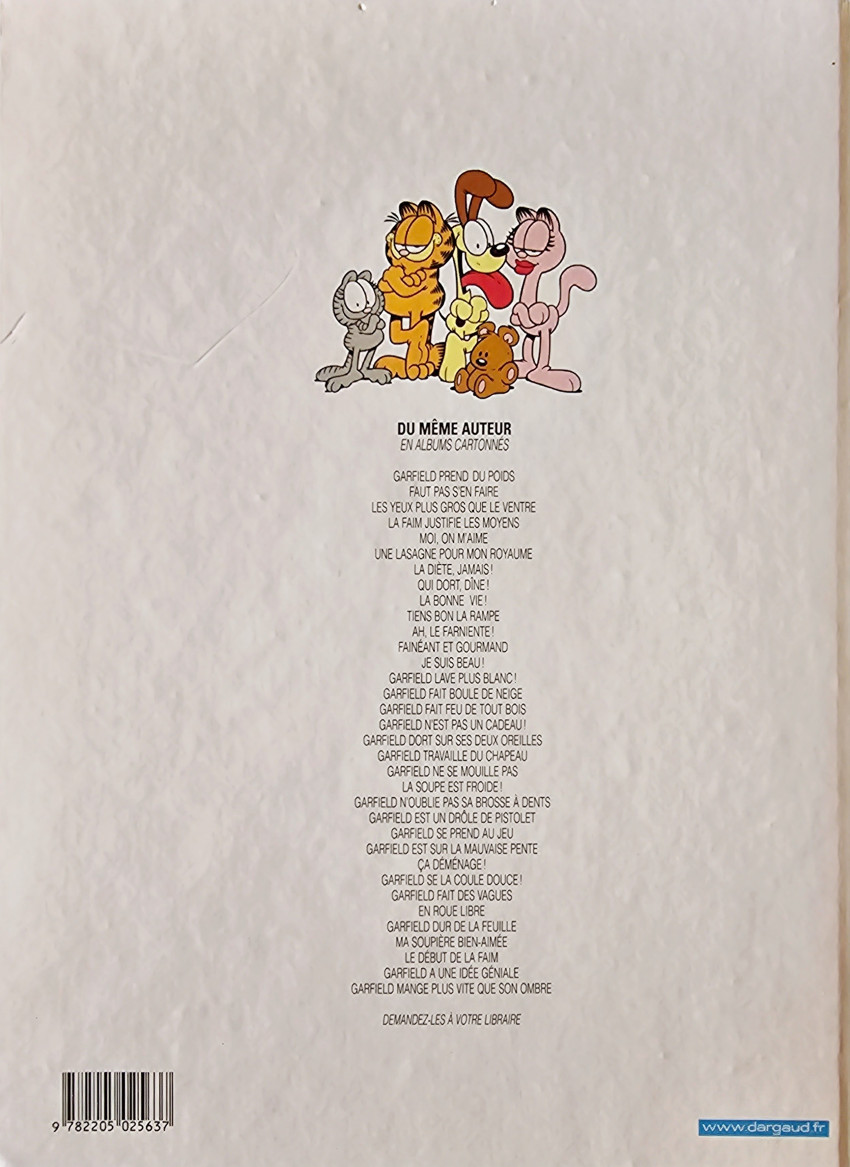 Verso de l'album Garfield Tome 1 Garfield prend du poids