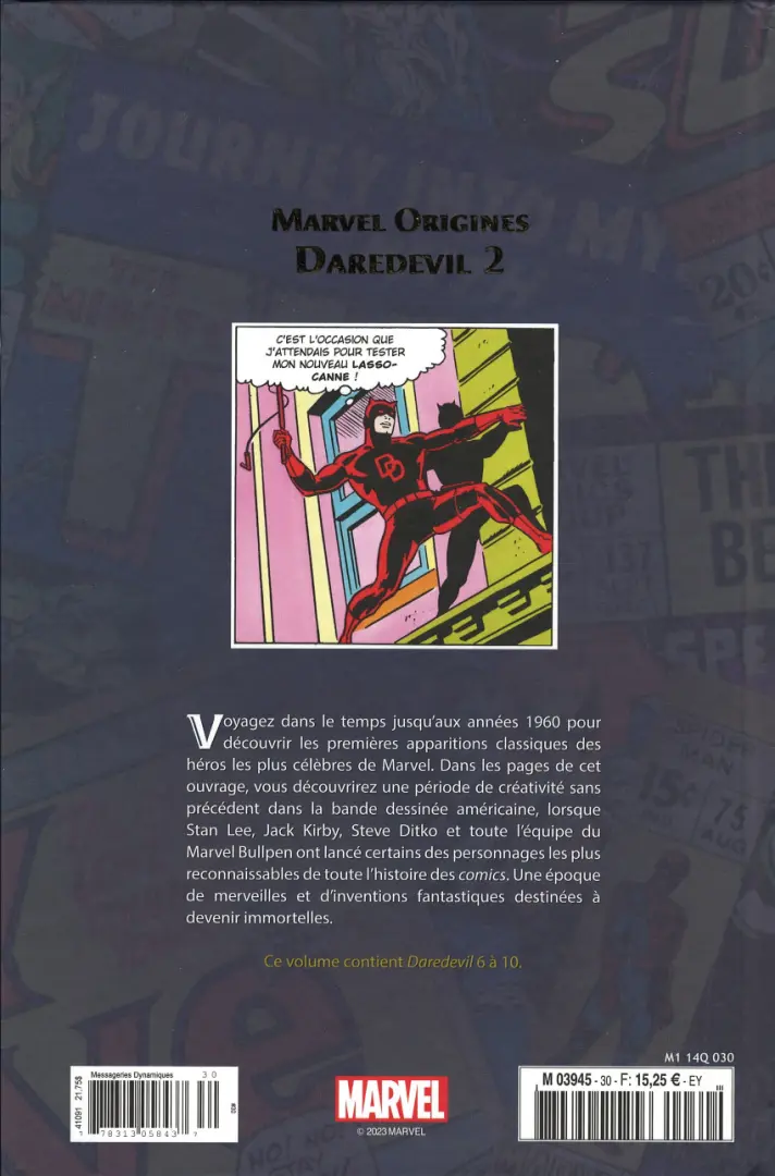 Verso de l'album Marvel Origines N° 30 Dardedevil 2 (1985)