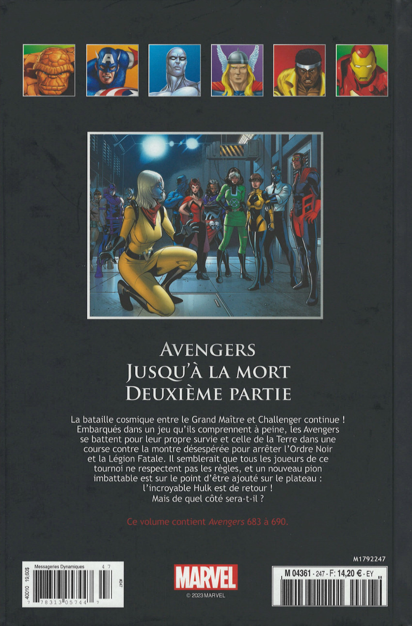 Verso de l'album Marvel Comics - La collection de référence Tome 247 Avengers : Jusqu'à la mort - Deuxième partie