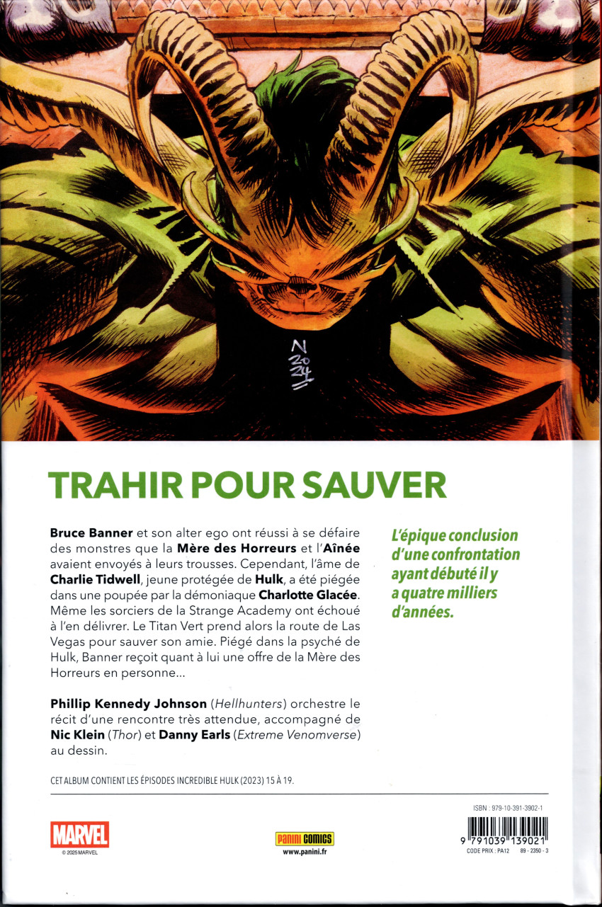 Verso de l'album The incredible Hulk 4 La ville des idoles