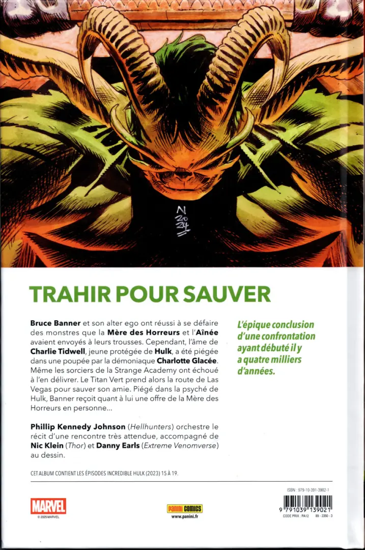 Verso de l'album The incredible Hulk 4 La ville des idoles