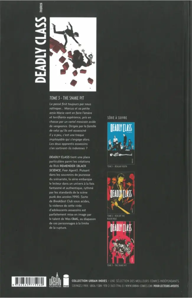 Verso de l'album Deadly Class Tome 3 The Snake Pit